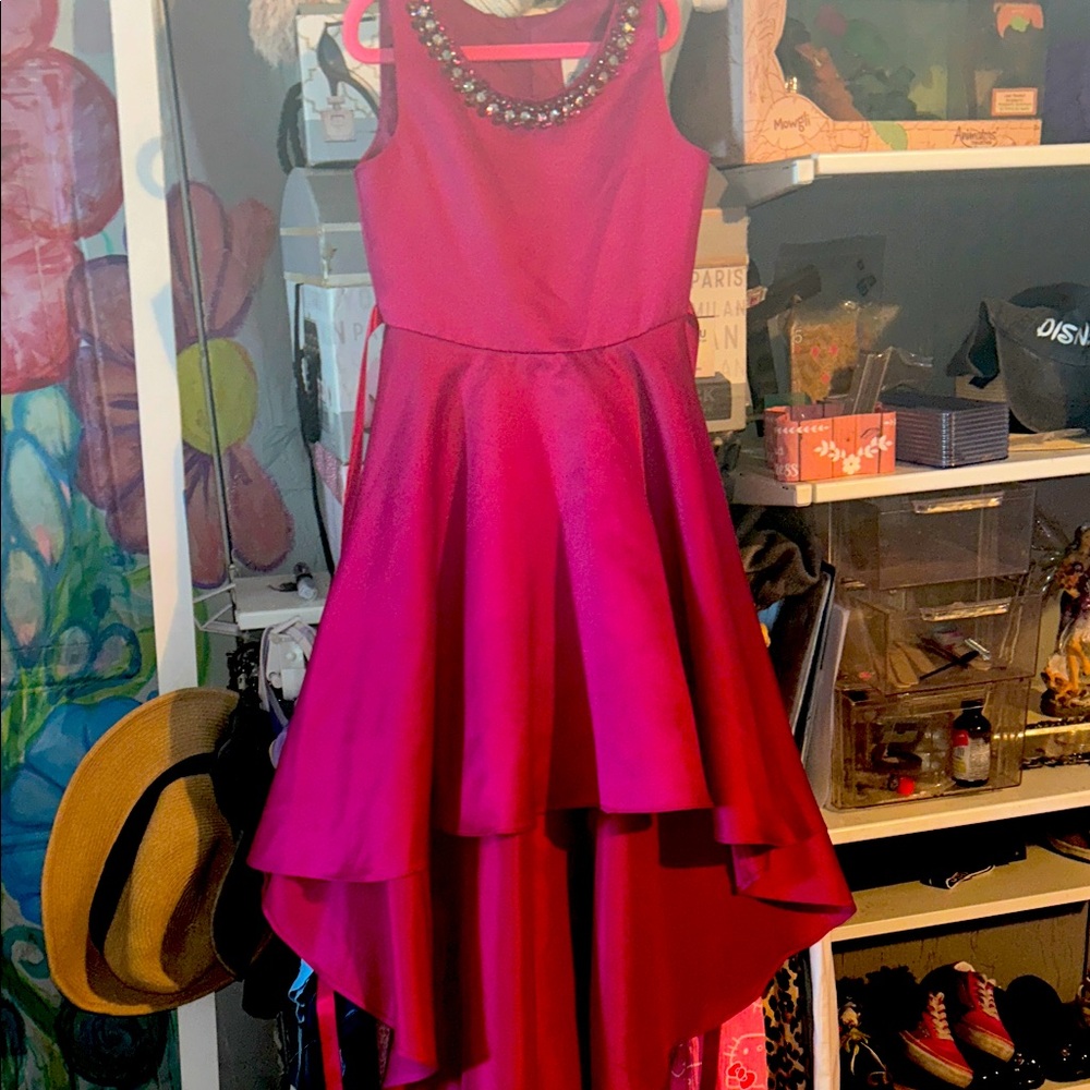 Rare Editions Fuchsia Layered Kids Dress